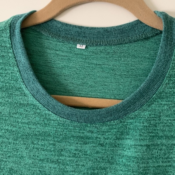 Hello Pink, Heathered Slit Top with Pockets. Teal Green, Tight M sweater. Comfy - Picture 2 of 7